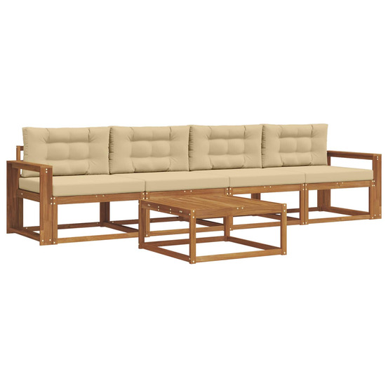 Ensemble de canapés d'extérieur 5 pcs naturel et beige