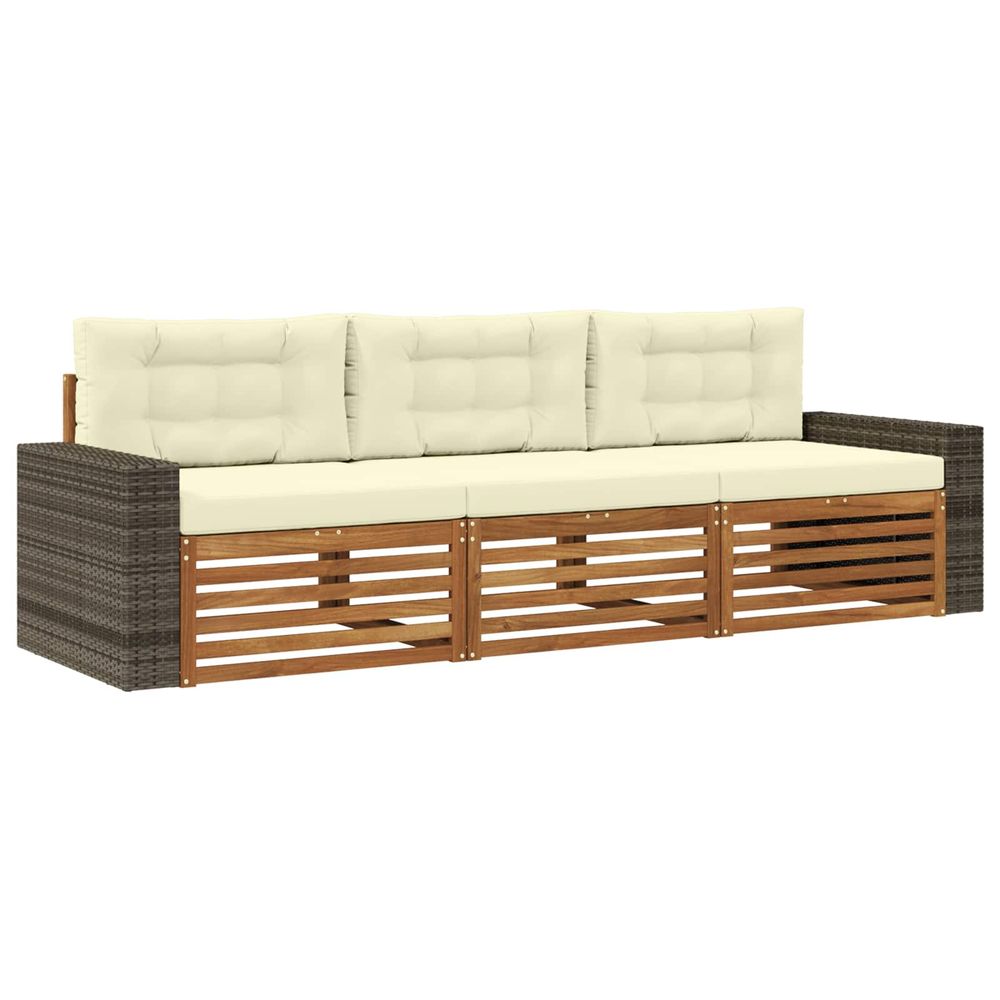 Ensemble de canapés d'extérieur 3 pc naturel et crème polyester