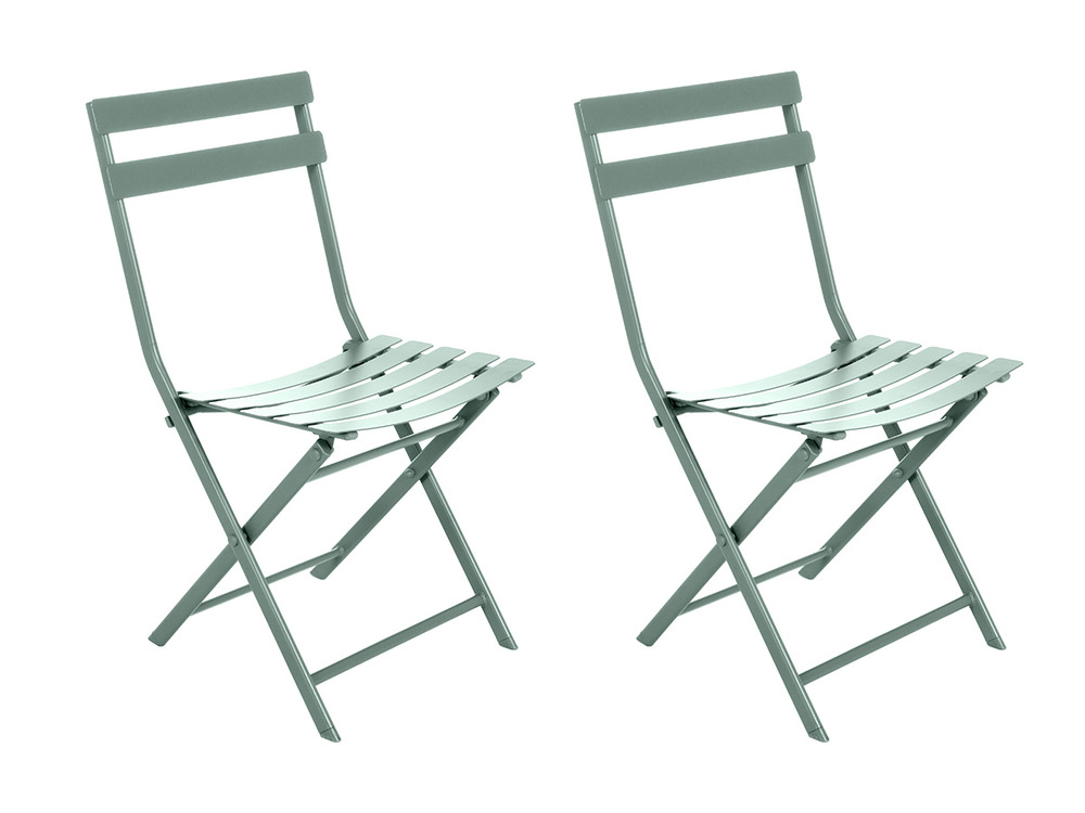 Lot de 2 chaises de jardin métal pliante greensboro olive