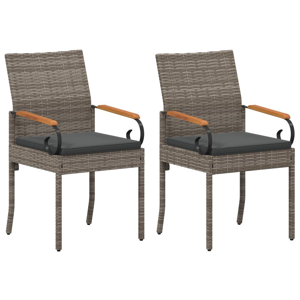 Chaises de jardin 2 pc gris et gris foncé poly rattan et acacia
