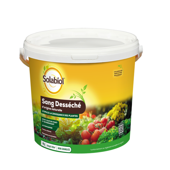 Solabiol engrais sang déséché - 4kg - jusqu'à 80m² - action coup de fouet - 100% sang désséché - effet reverdissant