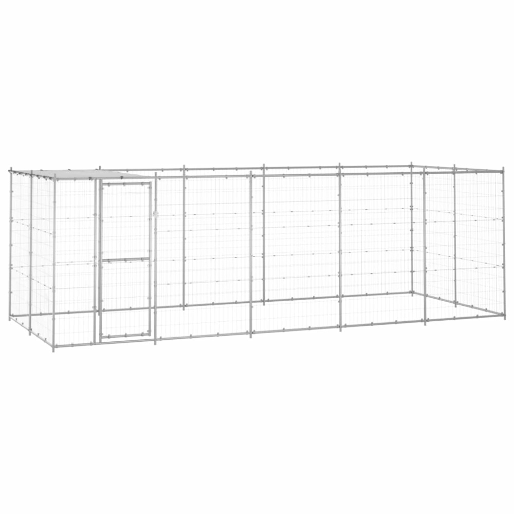 Chenil extérieur acier galvanisé avec toit 12,1 m²