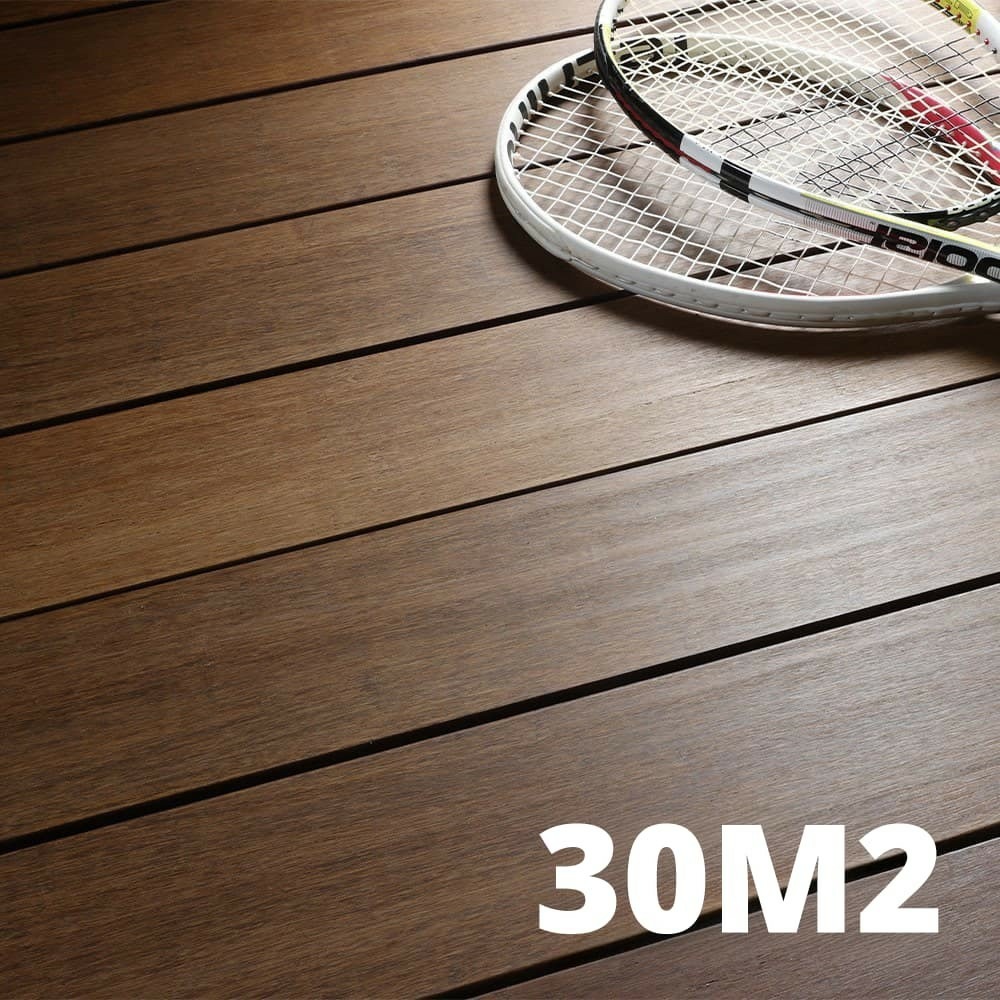 Kit terrasse bambou 30m² - samba - 93 lames de terrasse (224 x 13.9 x 1.8 cm) - fixation clips cobra hybrid 7-22 - garantie 25 ans