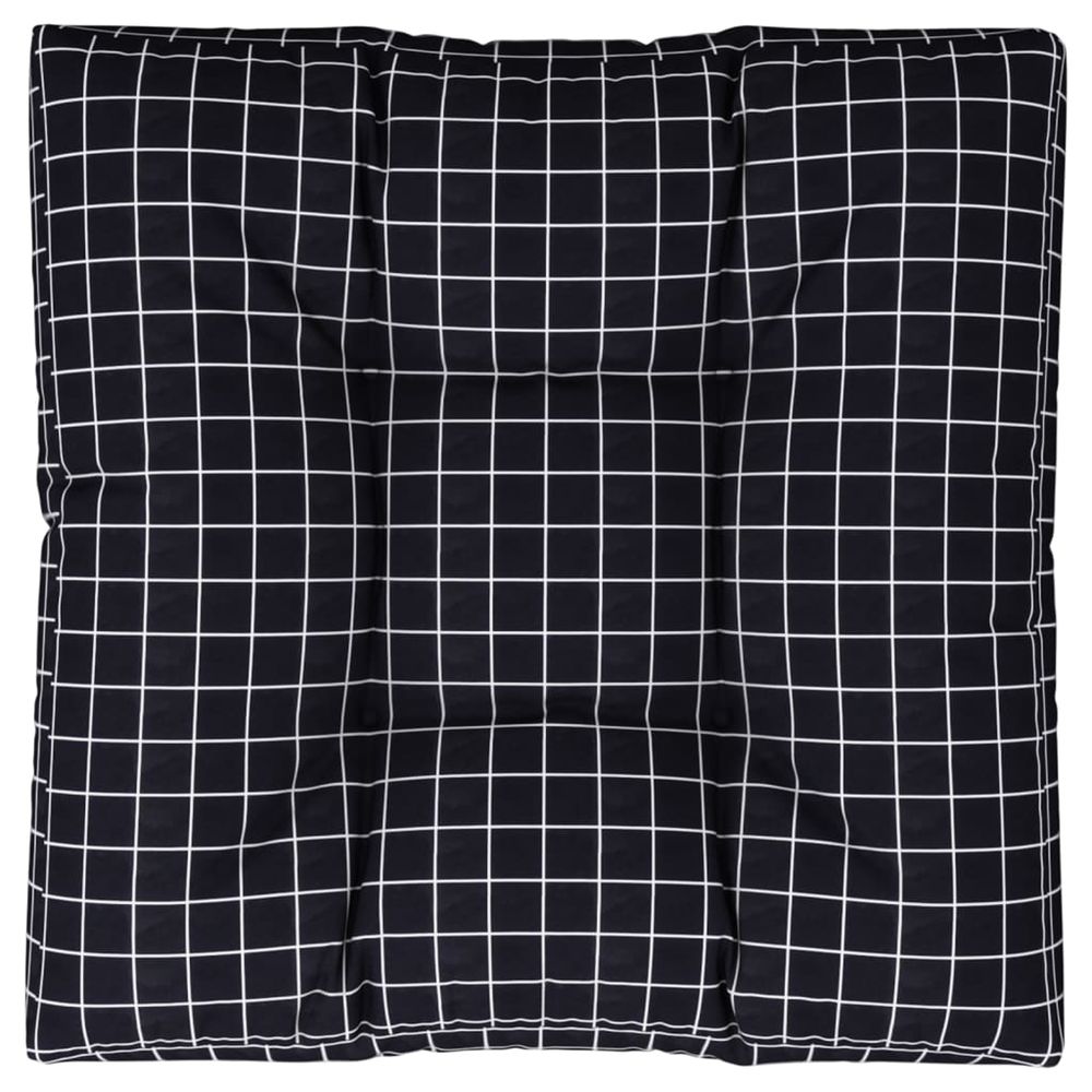 Coussin de palette motif à carreaux noir 70x70x12 cm tissu