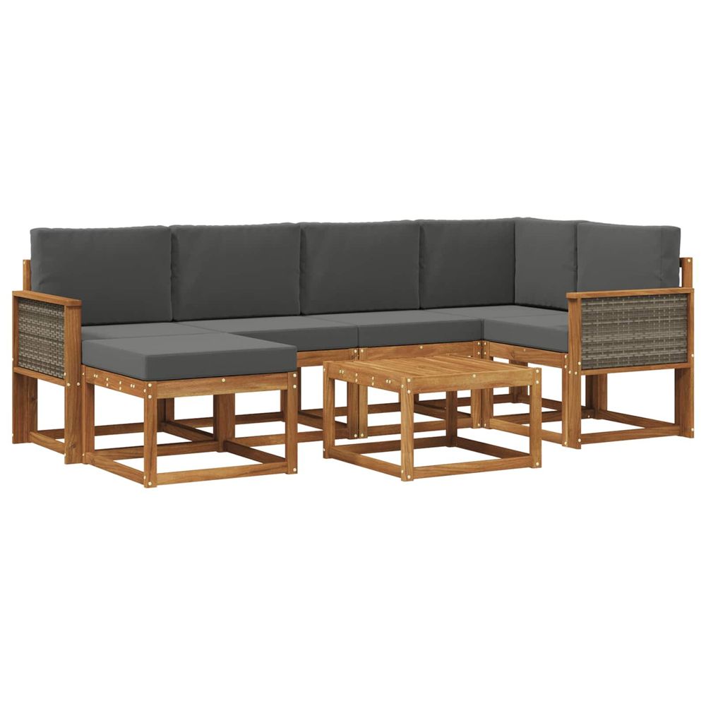 Ensemble de canapés d'extérieur 7 pc naturel et anthracite
