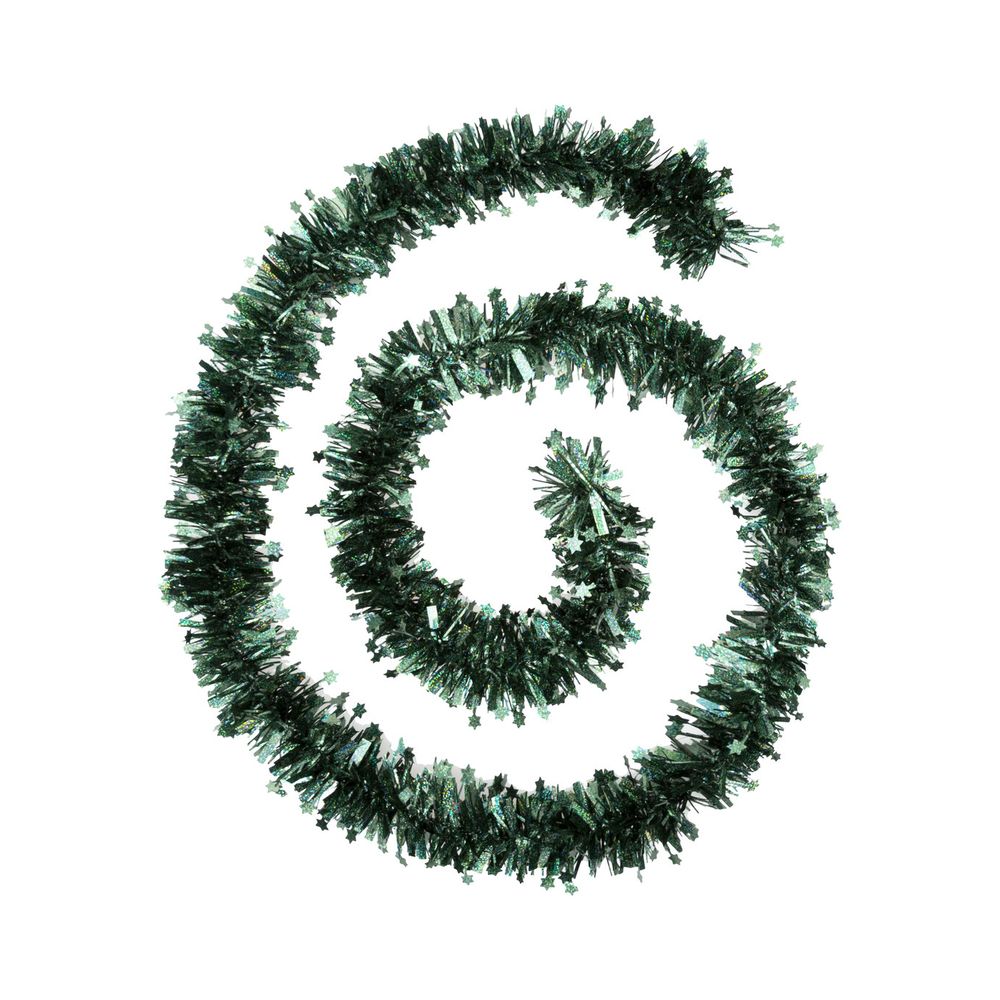 Guirlande de noël large 10 cm avec étoiles laser vert olive longueur 2 mètres