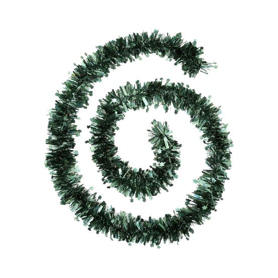 Guirlande de noël large 10 cm avec étoiles laser vert olive longueur 2 mètres