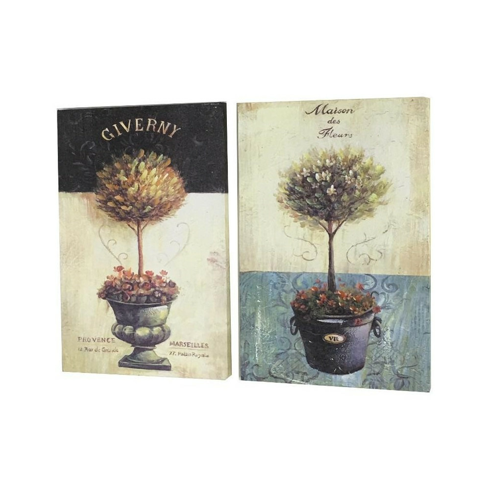 Set de 2 tableaux en bois mutlicolore provence 20 x 30 cm