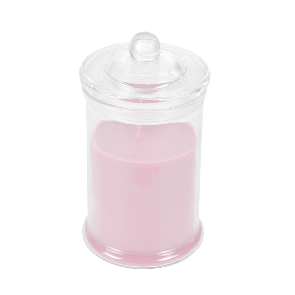 Bougie bocal en verre transparent rose