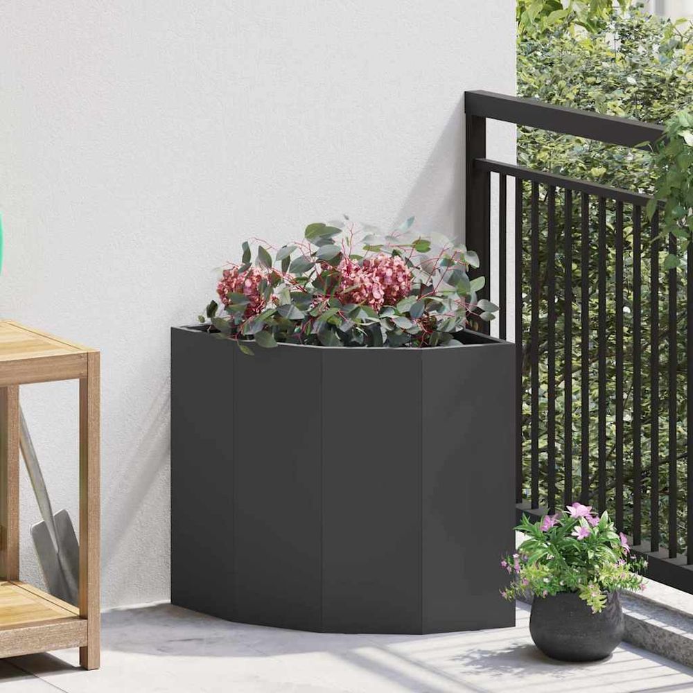 Jardinière d'angle en acier pour jardin et terrasse noir 45x45x50 cm