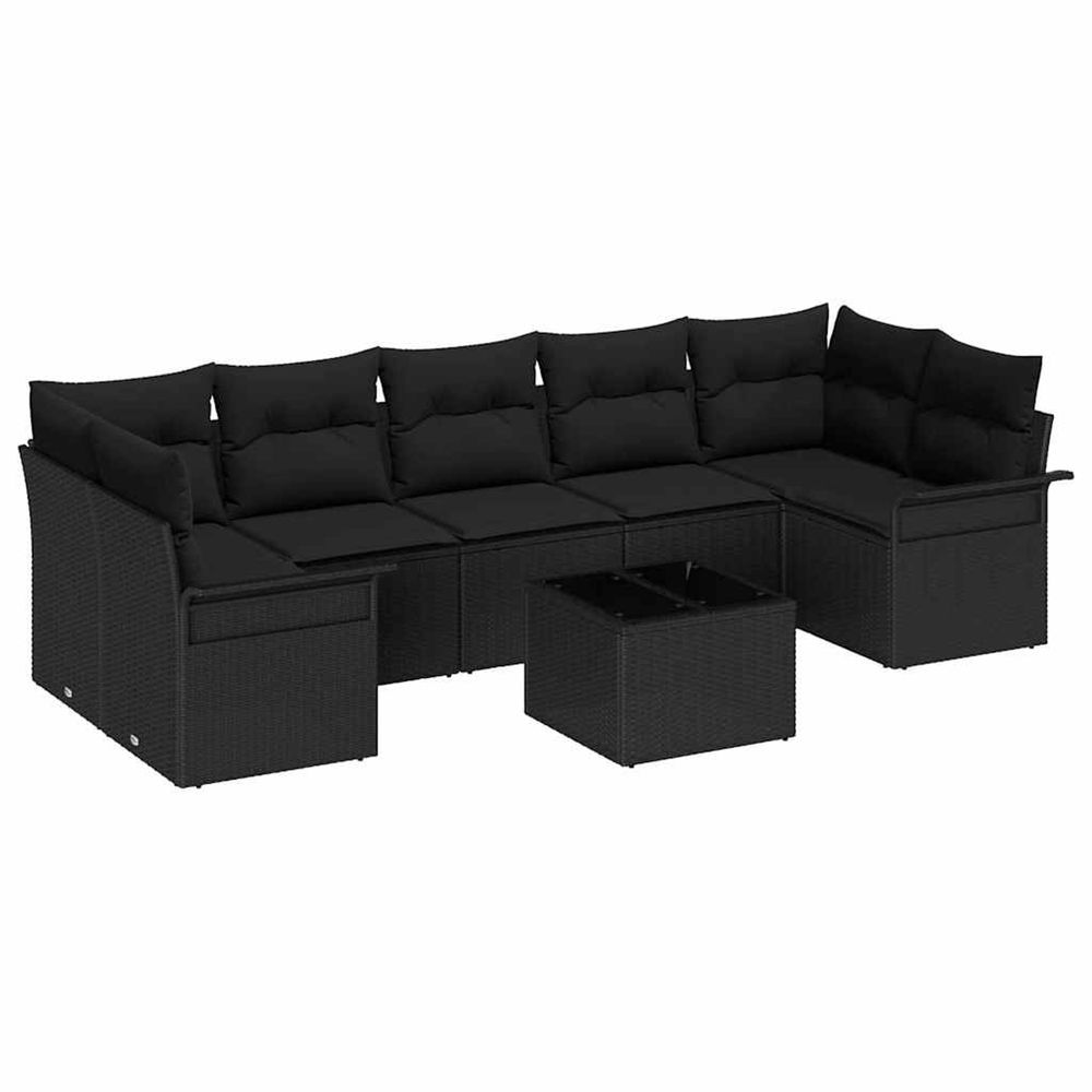 Ensemble de canapé de jardin 8 pc noir polyrotin