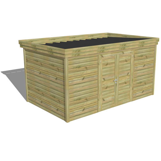 Abri de jardin bois pin traité autoclave 27mm - 4,34x2,64m / 11m2 - bac acier - abri français