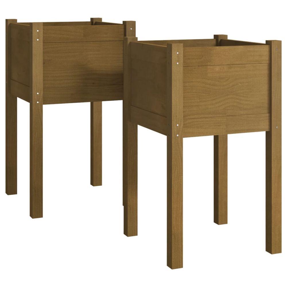 Jardinière d'extérieurs 2 pcs marron miel 40x40x70 cm bois de pin massif