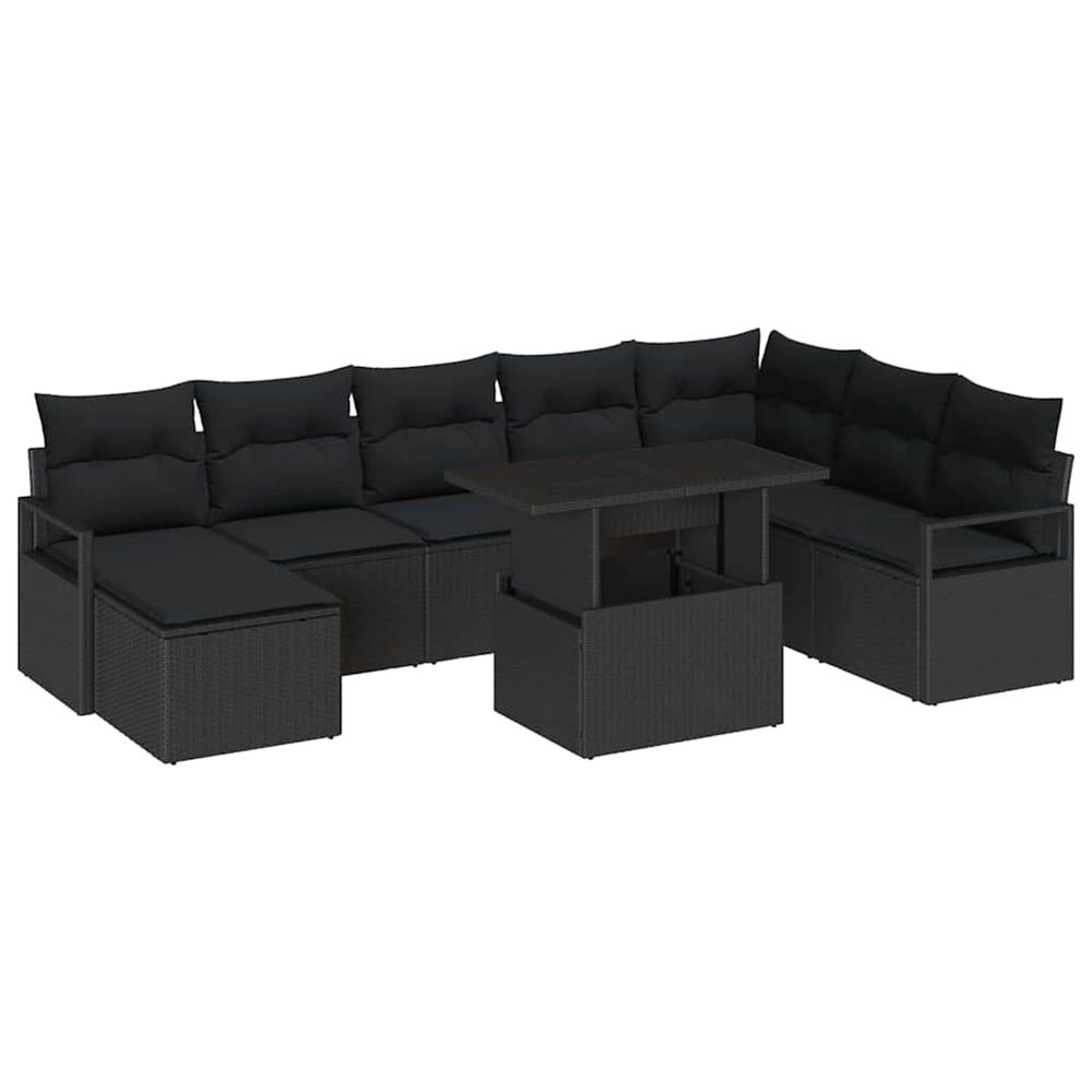 Ensemble de canapé de jardin 9 pc noir poly rotin