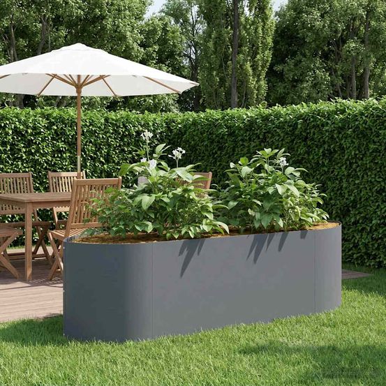 Jardin surélevé acier potager urbain culture plantes herbes 140x40x40cm anthracite
