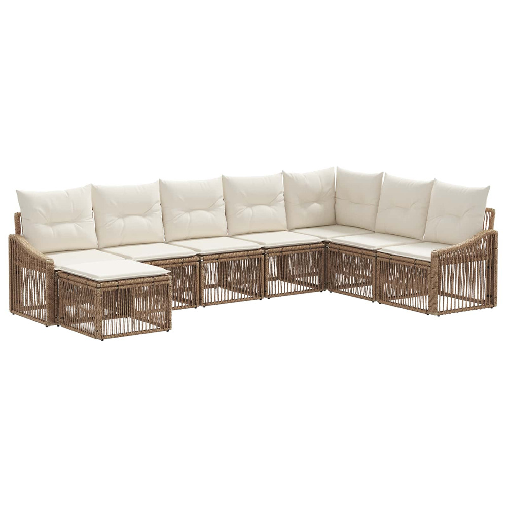Ensemble de canapé de jardin 8 pcs beige polyrotin