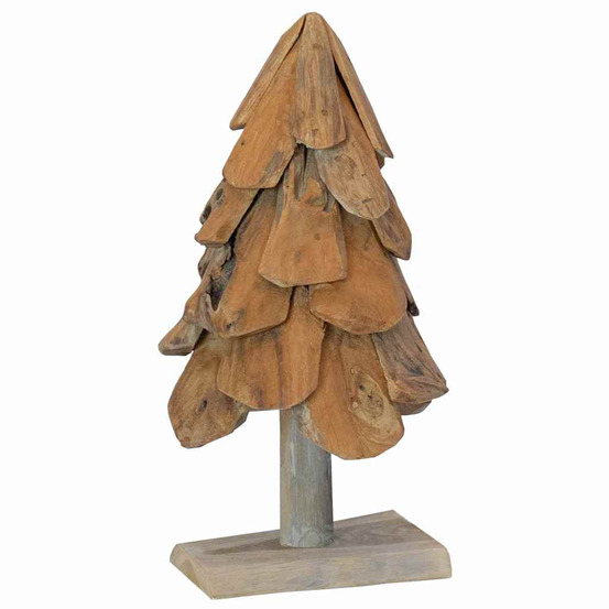 Sapin de noël avec support marron 60 cm bois de teck solide