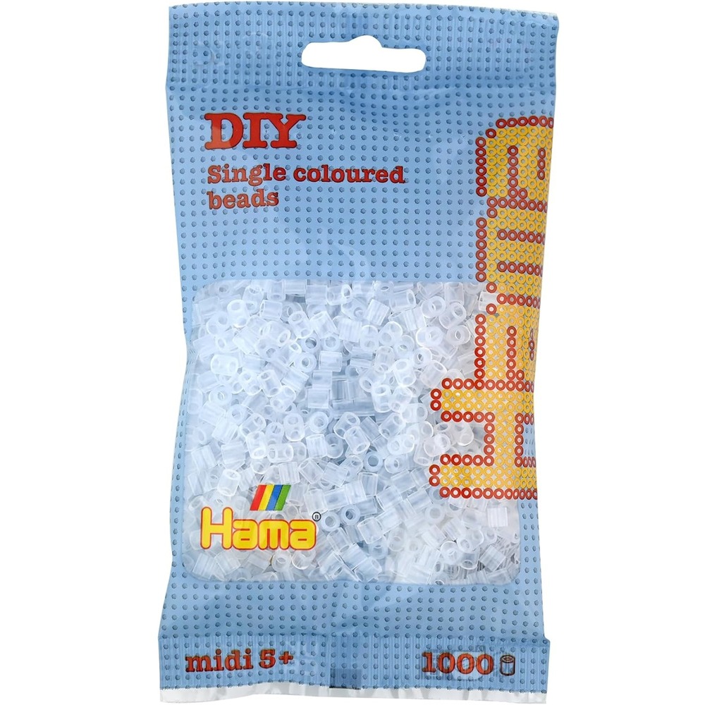 Sachet 1000 perles plastique midi transparent