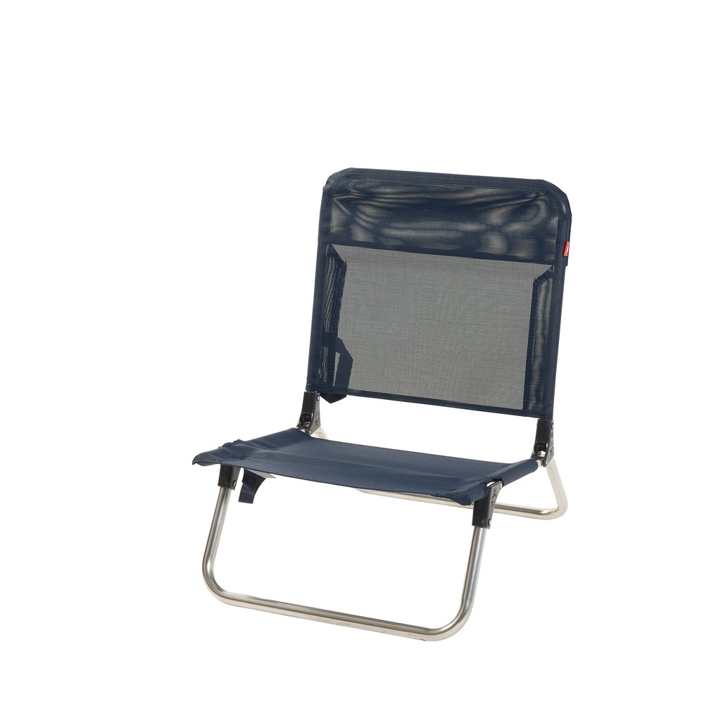 Chaise basse de plage - Quick - alu. brut, batyline Bleu marine L.69.5xl.50xH.62cm