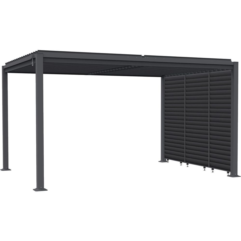 Pergola bioclimatique avec 3 persiennes en acier galvanisé 