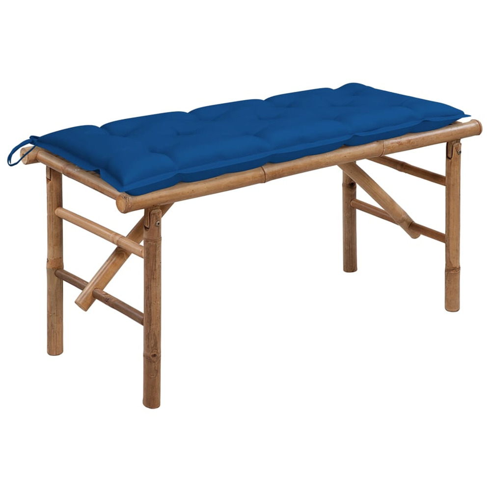 Banc de jardin pliable avec coussin 118 cm bambou