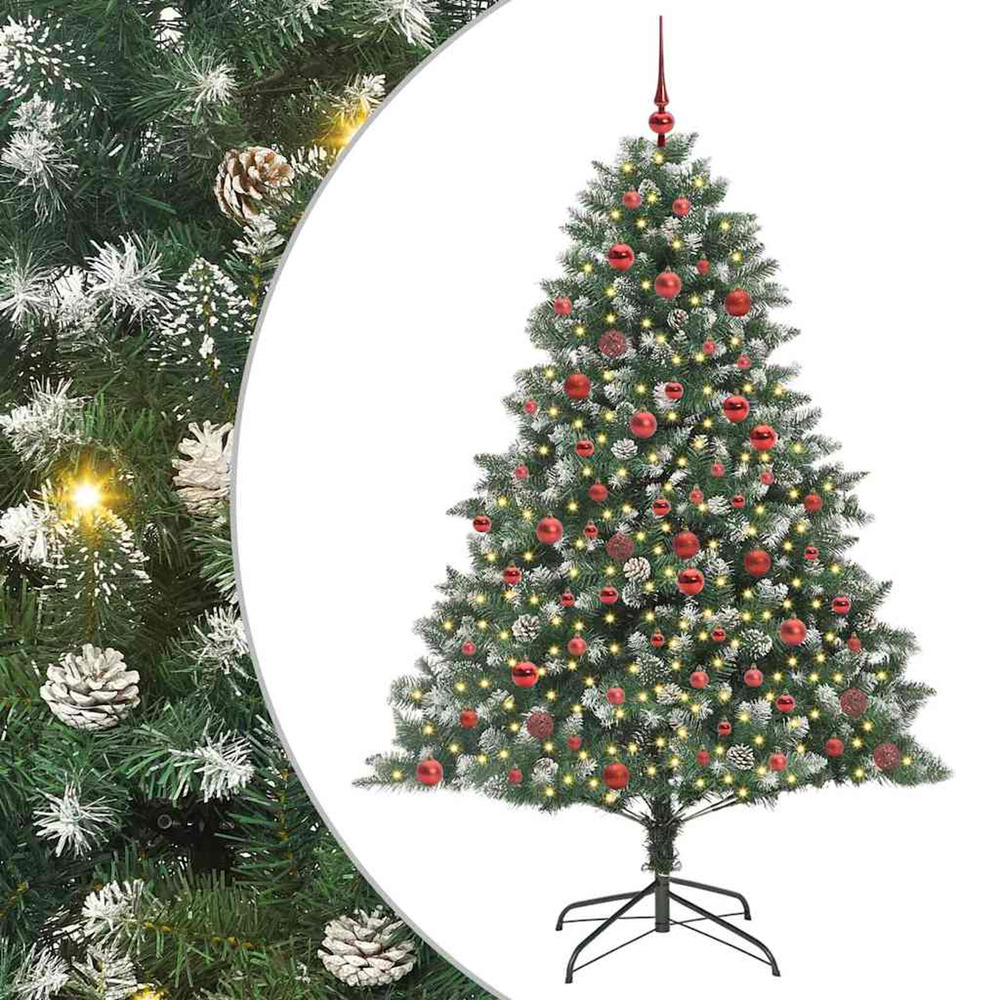 Sapin de noël artificiel vert 180 cm pvc, plastique et acier