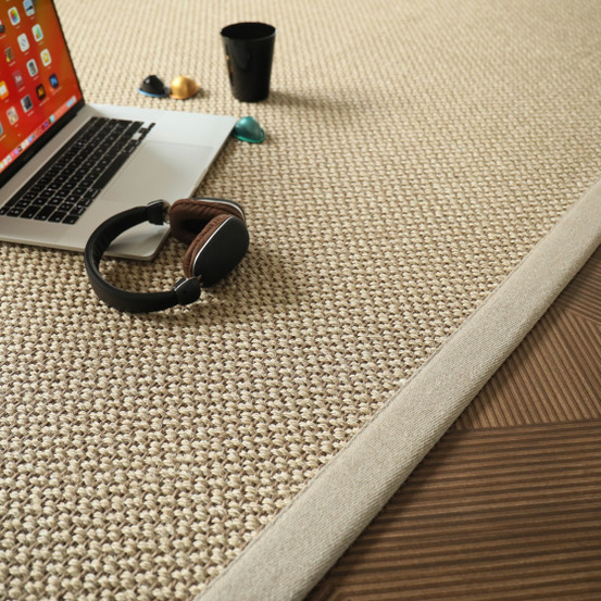 Tapis naturel en sisal - slow ficelle lin - ganse lin naturel - 160 x 230 cm