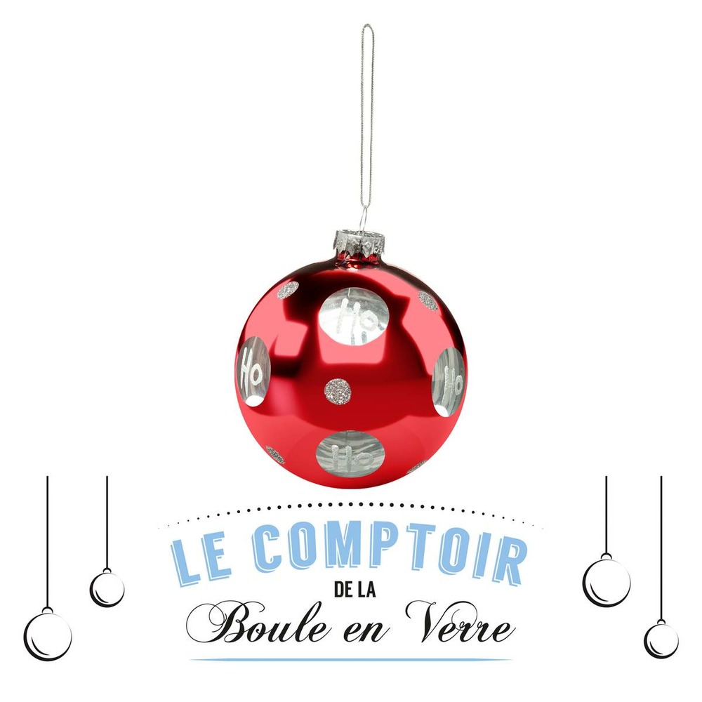 Boule de noël verre 80 mm ho ho 2 assortiments