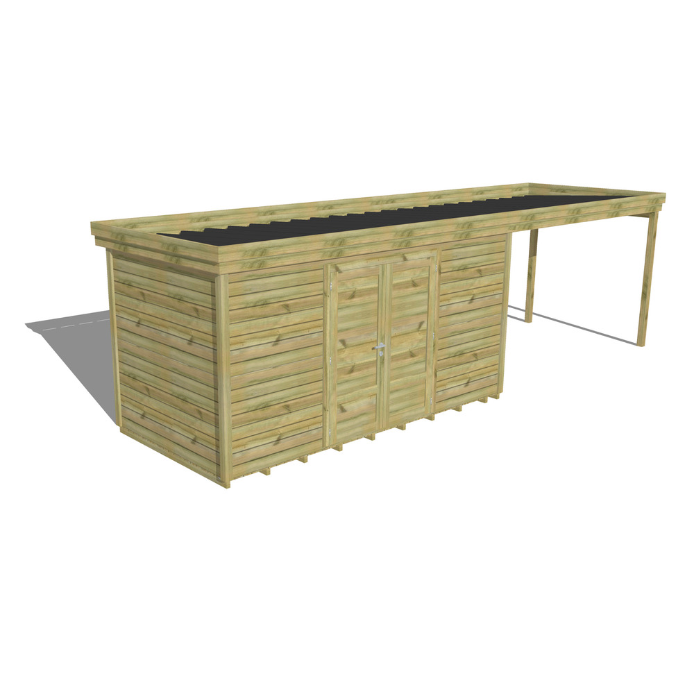 Abri de jardin bois pin traité autoclave 27mm - 7,84x2,14m / 17m2 - bac acier - plancher bois