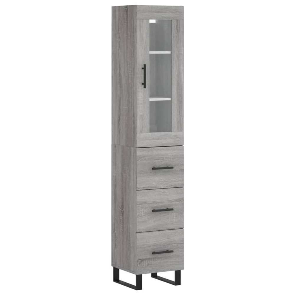 Buffet haut sonoma gris 34,5x34x180 cm bois d'ingénierie