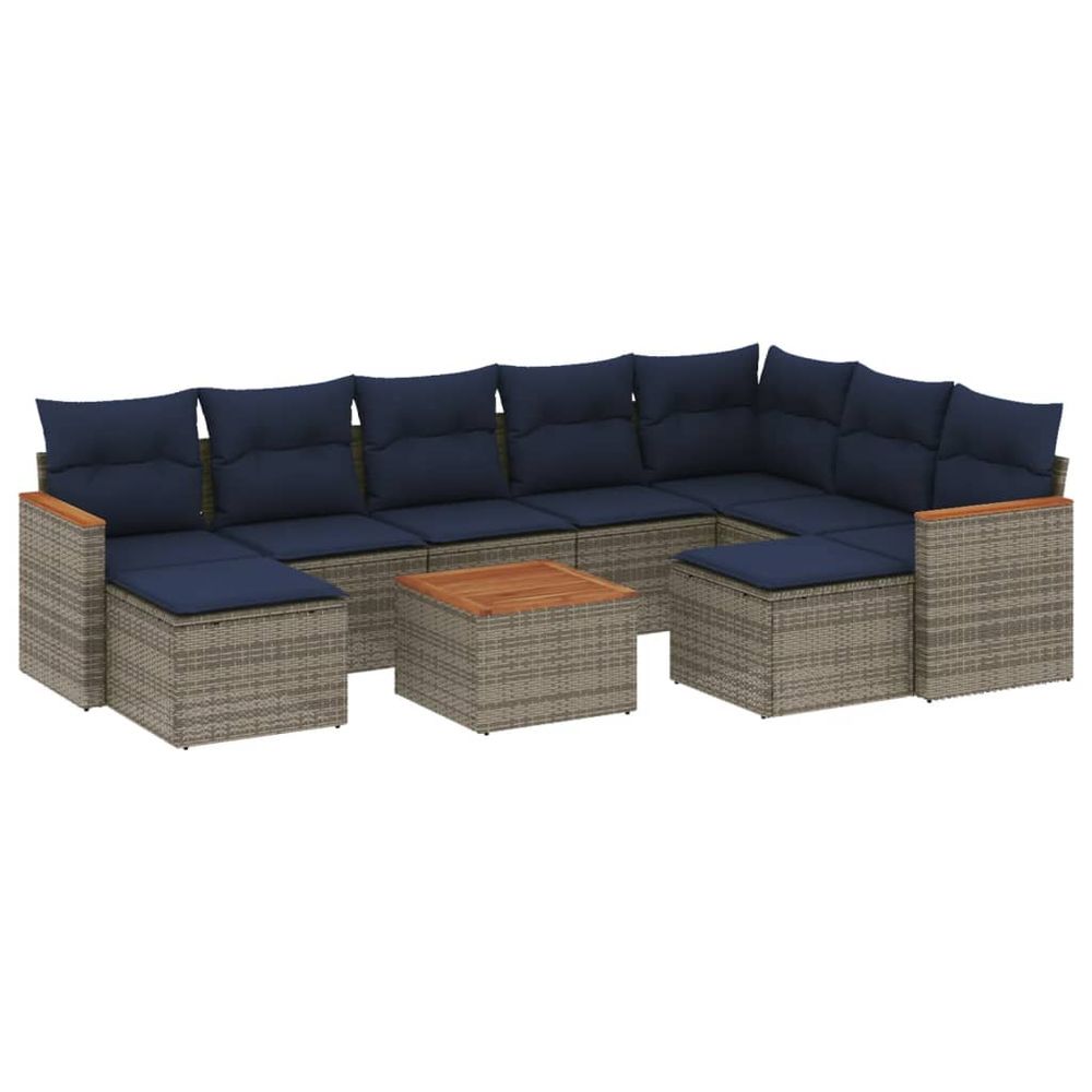 Ensemble de canapé de jardin 10 pcs avec coussins gris