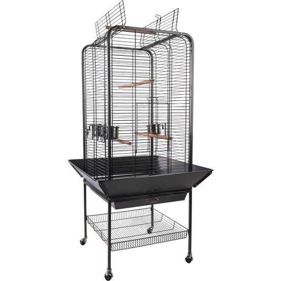 Cage pour perruche sur pied avec ouverture de toit