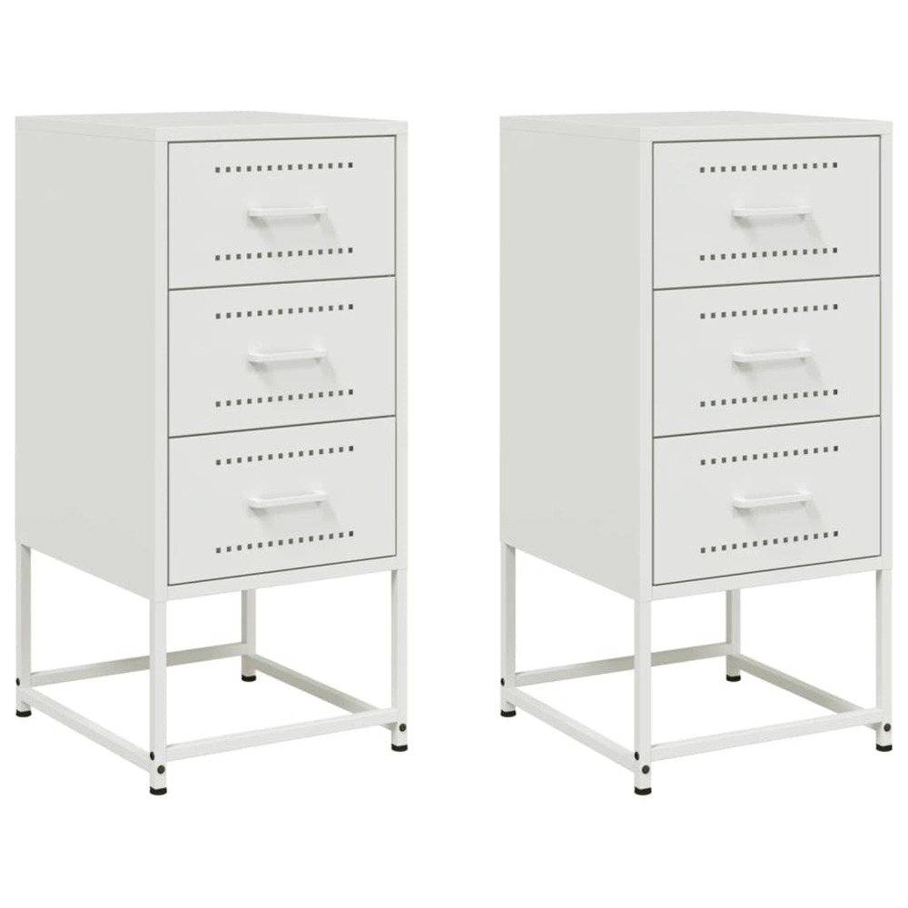 Tables de chevet 2 pcs blanc 36x39x78 cm acier