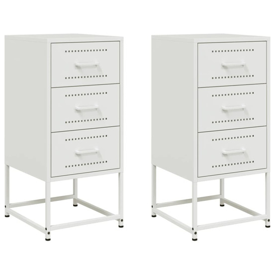 Tables de chevet 2 pcs blanc 36x39x78 cm acier