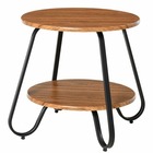 Table basse design néo-rétro imitation bois noyer - Ø 50cm
