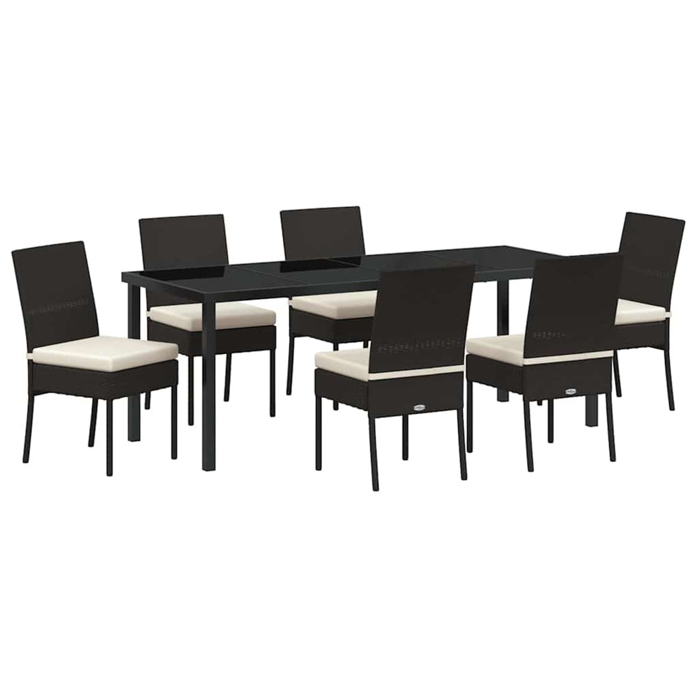 Ensemble de salle à manger pour jardin 7 pcs noir