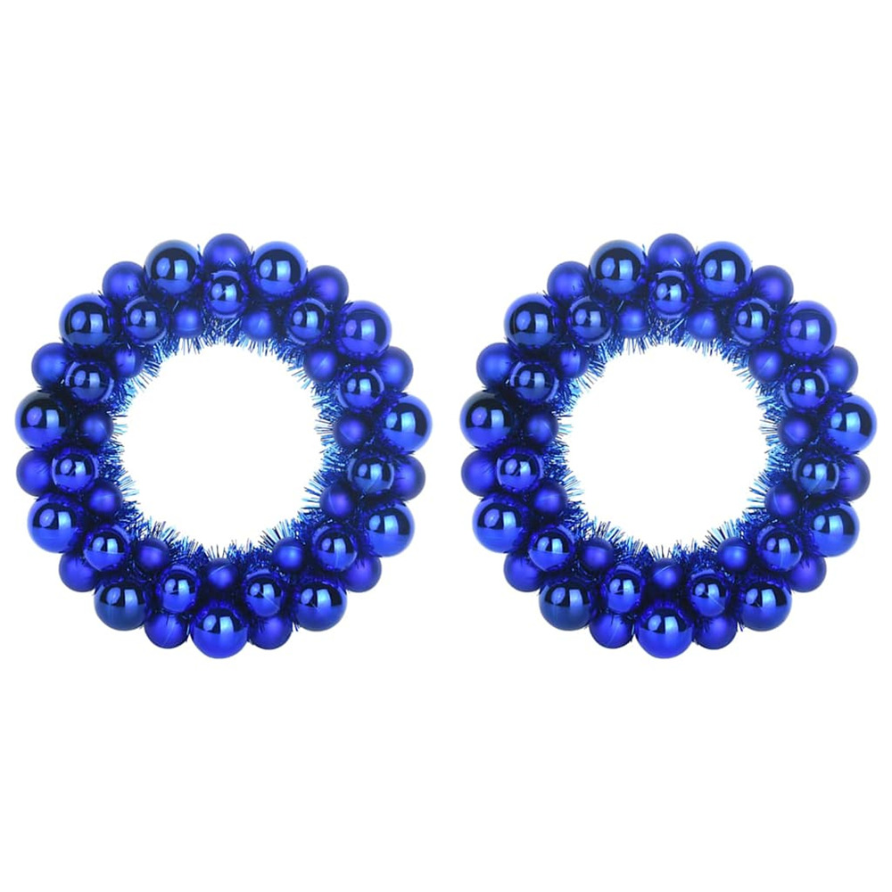 Couronnes de boules de noël 2 pcs bleu 33 x 33 x 7 cm