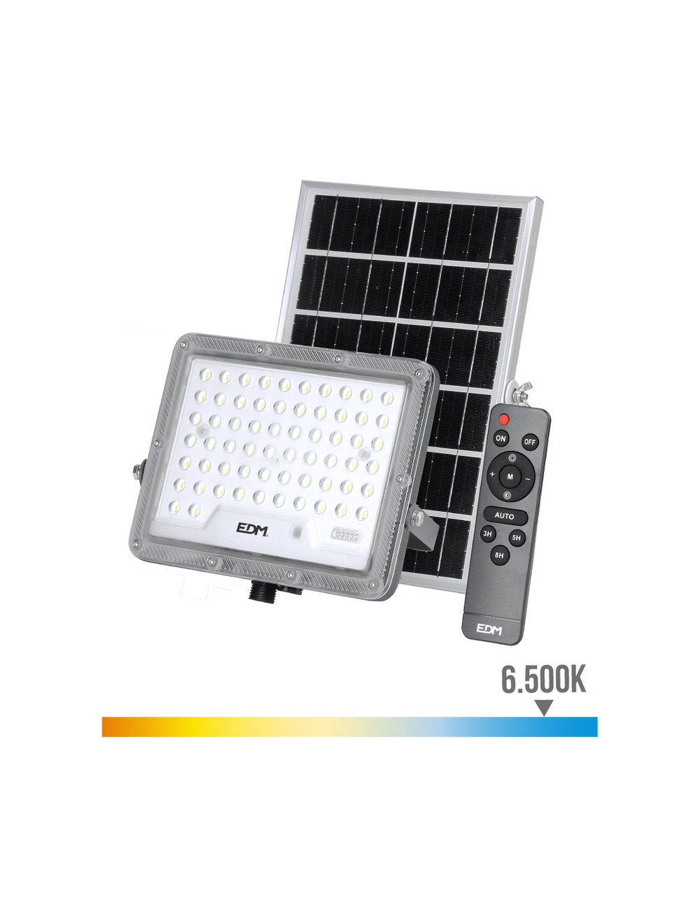 Projecteur solaire fin focus 200w 1 800lm 6 500k edm