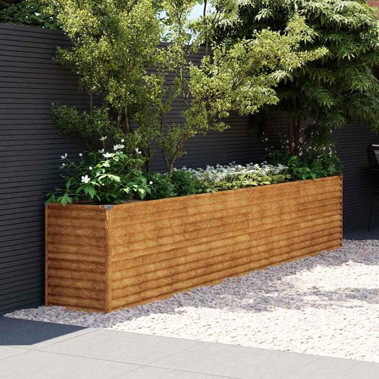 Jardinière surélevée acier corten pour potager jardin rouillé 385x50x69 cm