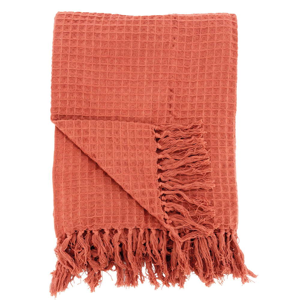 Plaid 100% coton 130 x 170 cm terracotta