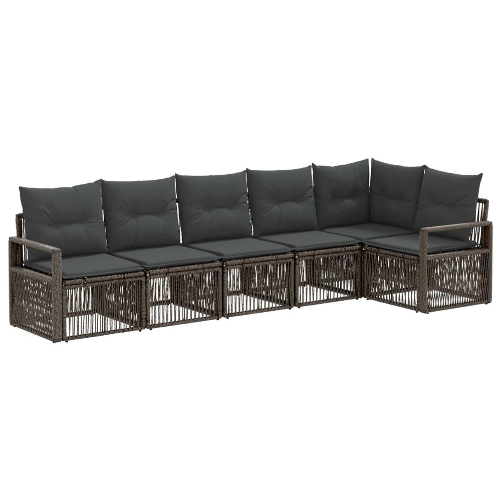 Ensemble de canapé de jardin 6 pc gris polyrotin
