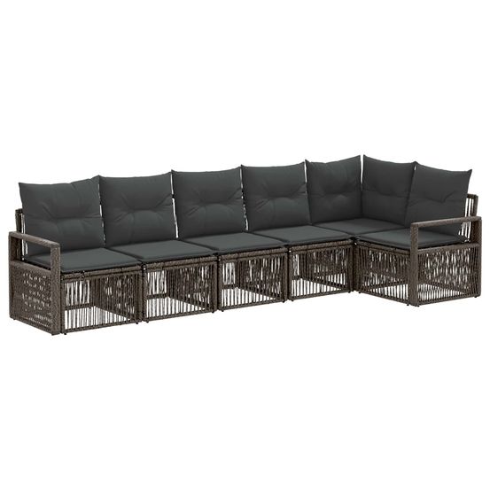 Ensemble de canapé de jardin 6 pc gris polyrotin