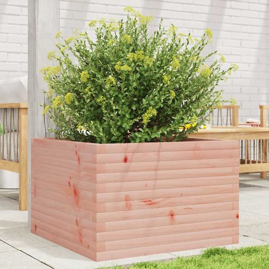Jardinière carrée moyenne en douglas massif – bac à plantes volumineux et résistant pour terrasse design – 70x70cm nature