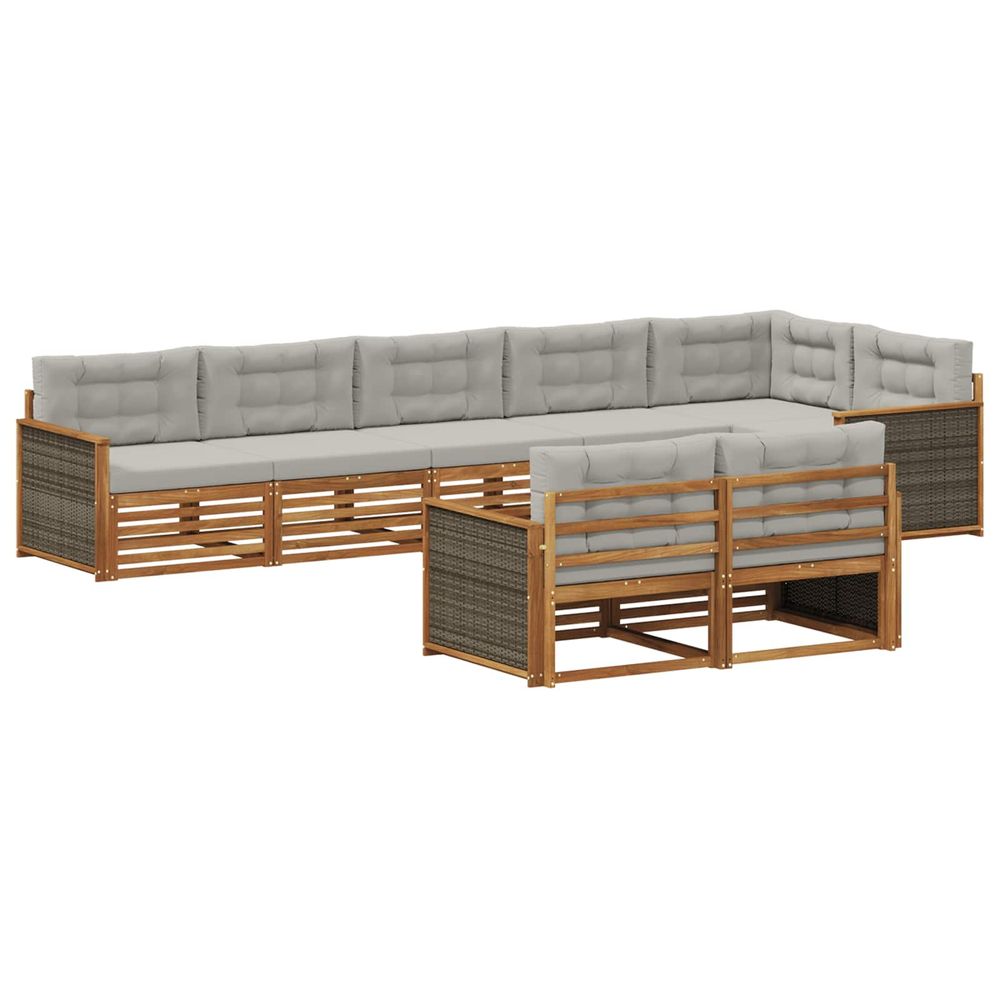 Ensemble de canapés d'extérieur 8 pc naturel et gris clair