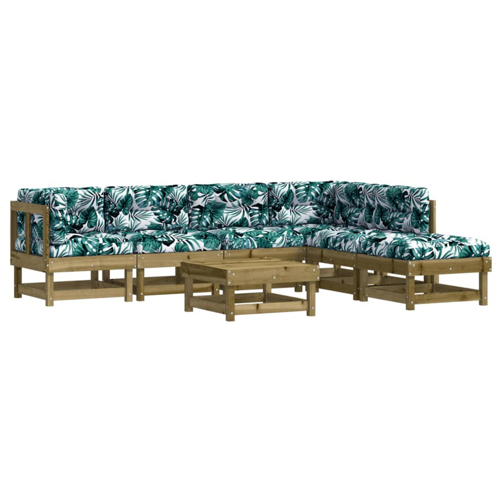 Salon de jardin 7 pcs avec coussins bois de pin imprégné