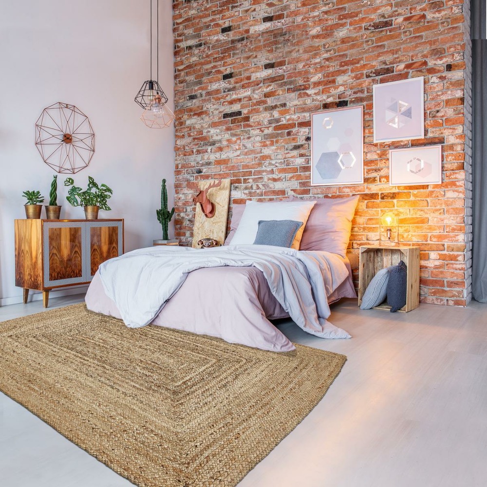 Tapis jute 120x170 fait à la main beige juture