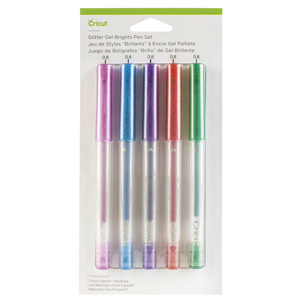 5 stylos gel pailleté coloré 0.8 mm cricut