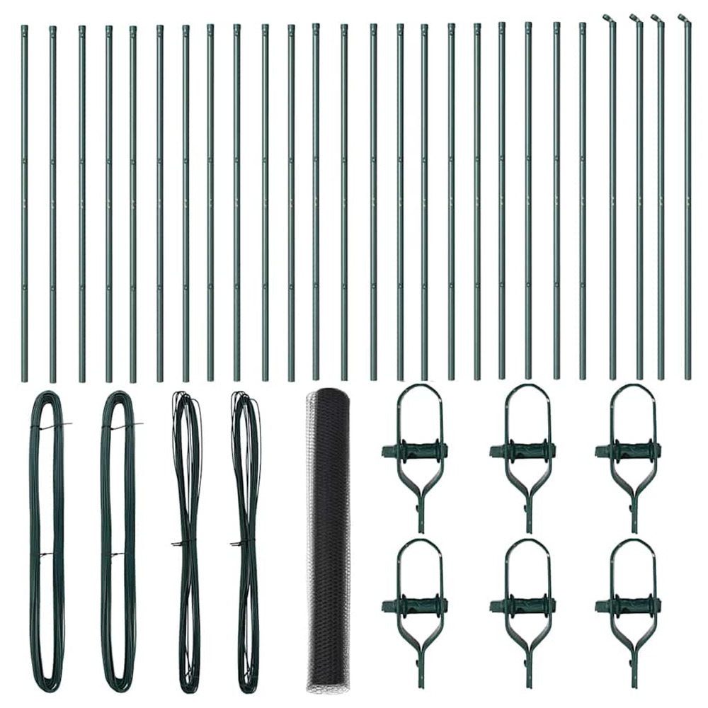 Clôture avec poteaux gris 1 x 50 m acier recouvert de pvc