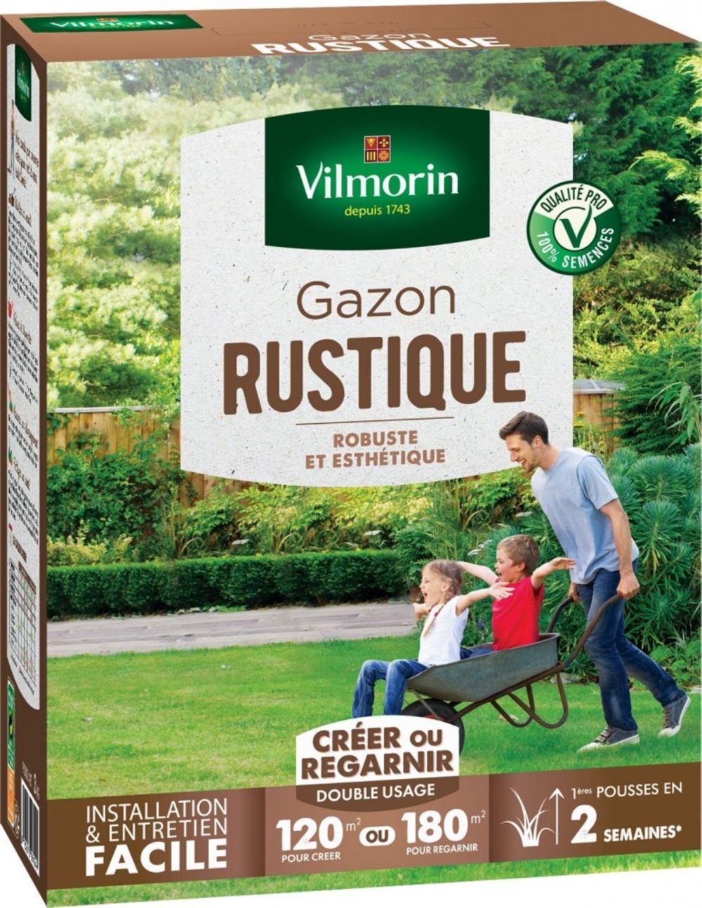Gazon rustique vilmorin, 3 kg, 120 m²