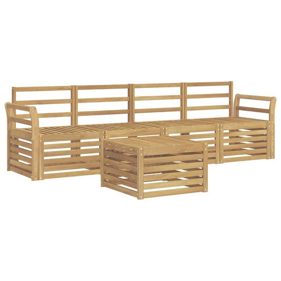 Ensemble de canapés d'extérieur 5 pc blanc bois d'acacia massif